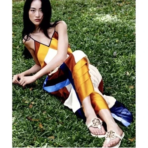 TORY BURCH SASHA LUXURY SILK MAXI DRESS , SIZE 8/RETAIL $798 - Picture 2 of 9